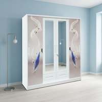 Armoire moderne en acier avec miroir pour chambre à coucher, meuble de rangement