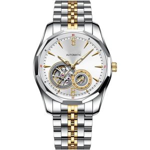 Men's Skeleton Automatic <b>Mechanical</b> <b>Watch</b> Crystal Stainless Steel Band 21cm Length 12mm Case Thickness 30bar Water Resistant - Product Image 1