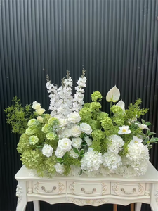 Corridoio di nozze decorazione floreale artificiale bianco rosa verde foglie corridoio fiore corridore per la decorazione di ingresso - Product Image 3