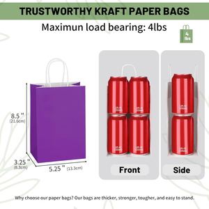 Bolsas de Regalo de Papel Kraft Pequeñas Impresas Personalizadas al por Mayor de Fábrica con Asas, Bolsas Biodegradables para Empacar Bocadillos y Golosinas - Product Image 3