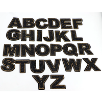Patch en tissu brodé 3D en stock avec paillettes scintillantes Lettres thermocollantes en PVC pour vêtements Caractéristiques Décorations de logo en feutre au dos