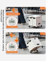 Chariot de courses pliable compact Lener PY-MCC en acier inoxydable et alliage d'aluminium, avec système de traction pour monter les escaliers