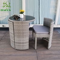 Meubles de patio Ensemble de salle à manger pour petite terrasse Balcon extérieur Café Jardin Rotin Moderne Luxe Ensemble table à manger et chaises pour 2 personnes