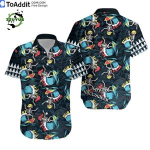 Aloha Custom Hawaii Style Poliéster <span class=keywords><strong>Hombres</strong></span> Blusa Tropical Floral Impreso <span class=keywords><strong>Hombres</strong></span> Casual Halloween Hawaiian Turtle Vacation Shirt - Product Image 2