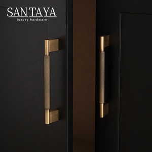 Ручка-скоба Santaya с перекрестной накаткой, античная латунь, длинная ручка для кухонных шкафов, бронзовая ручка для выдвижных ящиков и гардеробов - Product Image 5