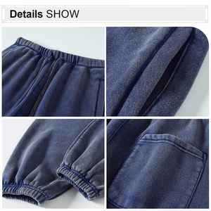 Pantalones Deportivos de Felpa de Pierna Ancha de Alta Calidad, Holgados, de Peso Medio, de Poliéster/Algodón Lavado, con Cintura Media, Servicio OEM para Hombre - Product Image 4