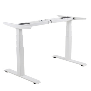NATE Height Adjustable Desk Leg Dual Motor 4 Section Metal Standing Office <b>Computer</b> Desk White Frame Customizable - Product Image 5