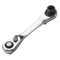 Clé à cliquet double embout 2-en-1 de 4 pouces, métrique, à ouverture hexagonale, en acier au chrome-vanadium de qualité industrielle, zinguée, à mâchoires lisses