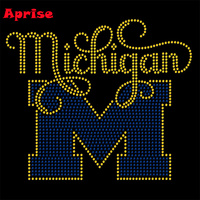 Transfert thermocollant personnalisé Detroit Michigan avec strass Wolverines