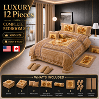 Ensemble de couvertures Raschel de luxe 12 pièces taille King avec rideaux assortis, ensemble de literie d'hiver super doux