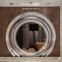 Miroir de salle de bain rond sans cadre à LED à motif de points, tactile, mural, pour vanité de salle de bain, hôtel, décoration intérieure, directement de l'usine