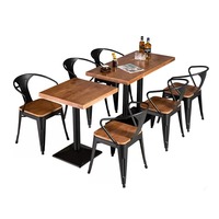 Table à manger pliable en bois massif avec chaises, pieds en métal, style industriel nordique américain simple et moderne, mobilier pour la maison