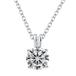Collar de Plata de Ley S925 con Moissanita de 1/<span class=keywords><strong>2</strong></span>/3 <span class=keywords><strong>Quilates</strong></span>, Corte Redondo Clásico de 4 Puntas, D VVS1, Gargantilla Minimalista con Cadena de Moissanita para Mujer - Product Image 5