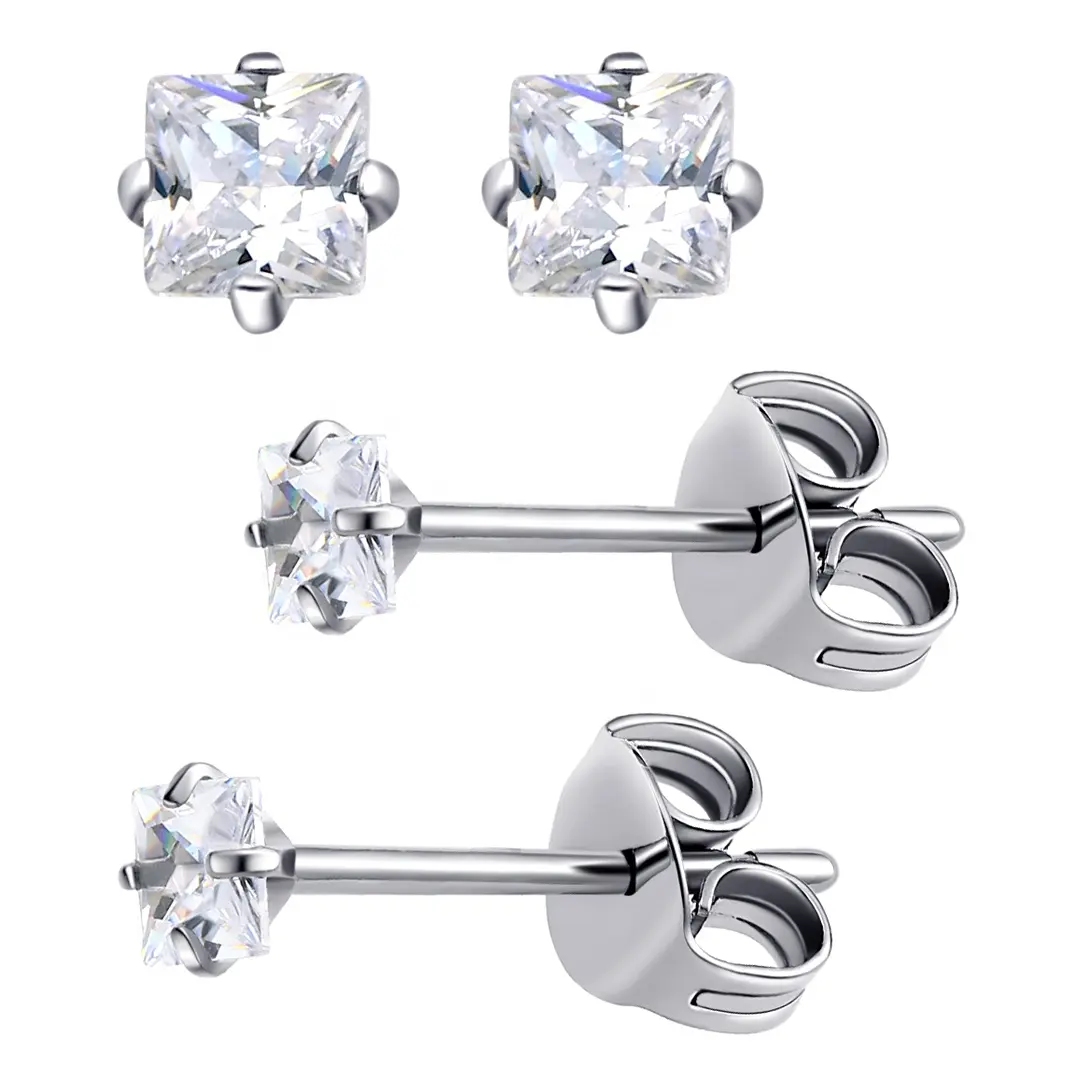 Eternal Metal ASTM F136 Titanium Prong setting CZ boucles d'oreilles piercing clous d'oreilles