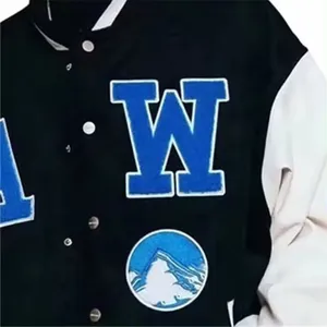 Toptan varsities ceket özel logo ceket gevşek ceket havlu nakış beyzbol ceket erkekler için şık