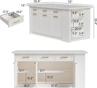 NEXGRAND Tabourets de cuisine rectangulaires modernes blancs non toxiques de 71 pouces avec plateau en pierre frittée, fixation murale, pour hôtel
