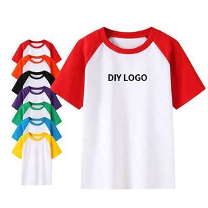 T-shirts pour enfants en coton doux de haute qualité, couleur assortie, col rond, avec logo personnalisé - Product Image 1