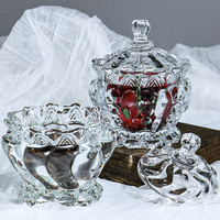 Mini yurt en verre en gros avec couvercle, boîte de rangement pour bonbons, coton, décorations d'intérieur, condiments, pot en verre transparent, pot à bonbons
