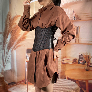 Ceinture corset Jacquard pour femmes sous le buste désossé à lacets <span class=keywords><strong>Bustier</strong></span> Waspie ceinture pour Renaissance Steampunk <span class=keywords><strong>Pirate</strong></span> ferme respirant - Product Image 3