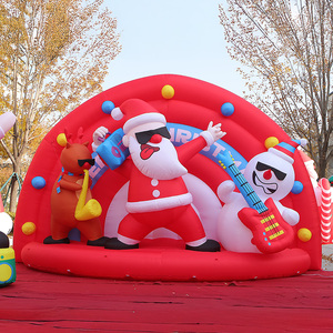 Escenario Inflable con un Genial Papá Noel Tocando la <span class=keywords><strong>Guitarra</strong></span>, Muñeco de Nieve y Reno Musical, Espectáculo Navideño - Product Image 1