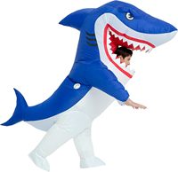 Costume de requin gonflable en polyester pour adultes, pour hommes et femmes, pour Halloween