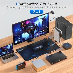 Commutateur HDMI 2.1 7-en-1 OEM 8K60Hz 4K240Hz avec VRR HDR10+ et télécommande IR, reconnaissance intelligente du signal pour <span class=keywords><strong>PS5</strong></span> Xbox Moniteur - Product Image 3