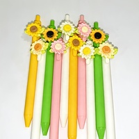 Stylo gel HUA en forme de fleur de marguerite mignonne, en plastique, 1,0 mm, pour étudiants et enfants, logo personnalisable, fournitures scolaires