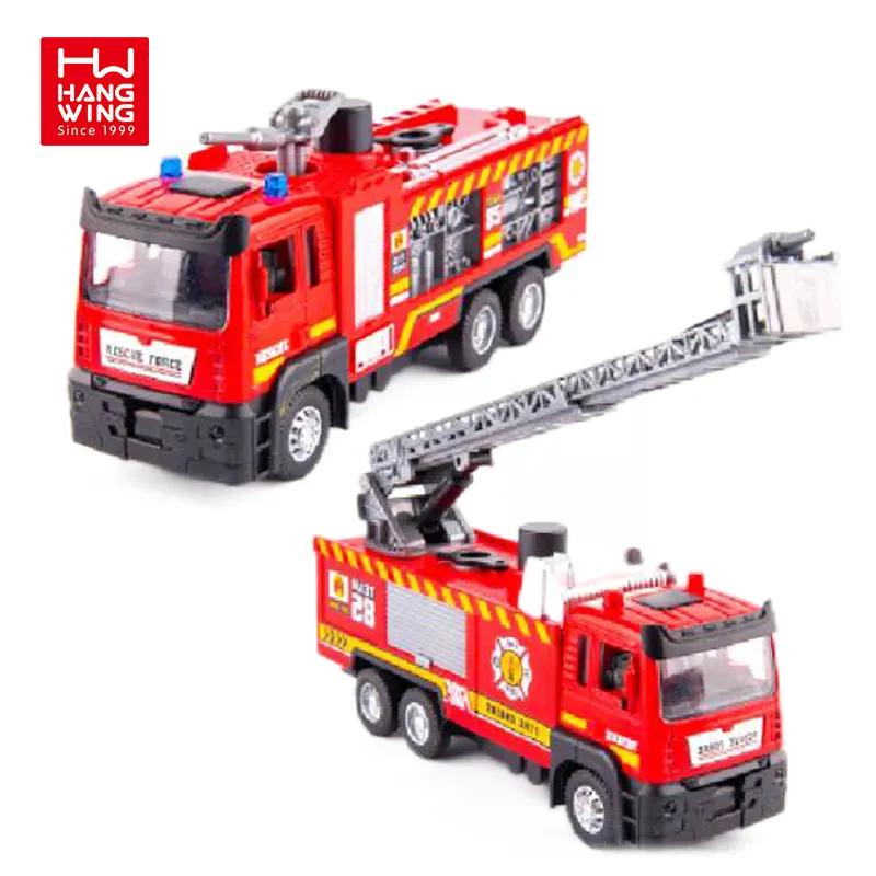 HW electric pullbackdiecast vehicles F/W alloy car fire ladder truck water tanker with light and music new kids boys metal toys