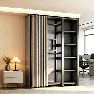 Porte-manteau autoportant moderne en acier personnalisable avec design stable et rideau anti-poussière pour la maison, le bureau et le salon - Product Image 5