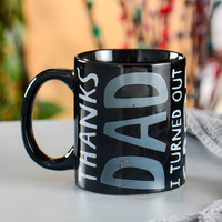 Mug à café en céramique en forme de V de 20 oz, noir, motif dessin animé, compatible micro-ondes et lave-vaisselle, emballage cadeau, vente en gros