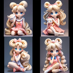 Custom Anime Cute Girl Figure Resin <b>Doll</b> With Pink Bow And Plush Toy Desktop Decoration For Kids 7-12 Years - Product Image 3