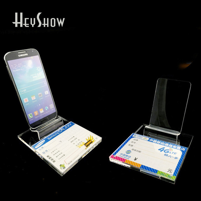 Acrylic Mobile Phone Display Stand with Waterproof Feature Desk-Use Cellphone Support Base with Price Tag Holder