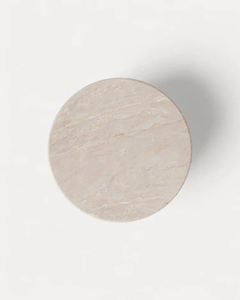 Table d'appoint moderne en travertin poli, table basse ronde en bois <span class=keywords><strong>de</strong></span> lait d'avoine pour chambre à coucher, pour la maison et l'appartement - Product Image 3