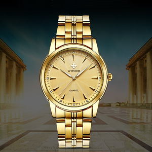 Montre de luxe pour homme OEM ODM, entièrement dorée, cadran doré, acier inoxydable, étanche, simple, à quartz, pour affaires et occasions décontractées - Product Image 6
