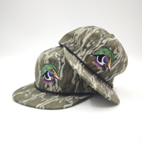 Casquette Trucker Ajustable Souple à 5 Panneaux en Popeline Brodé Motif Camouflage Léopard et Fruits, Style Vintage Sportif Oxford, Non Structurée