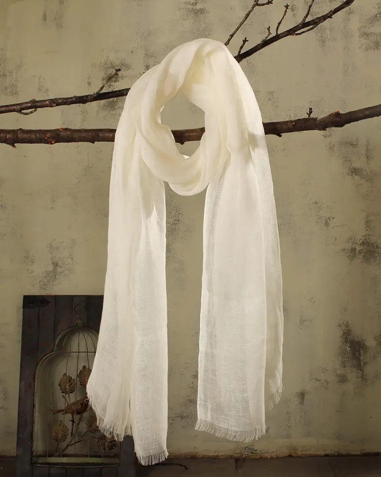 Оптовая продажа, Европейский и США популярный льняной Шелковый окрашенный белый шарф, летний солнцезащитный шарф из натурального хлопка и льна