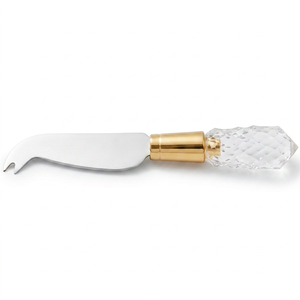 Flatware <b>Cheese</b> <b>Knife</b> Server <b>Set</b> For Butter Spatula Silver Head With Gold Trim Crystal Handle Cutlery <b>Set</b> For Kitchen Use - Product Image 1
