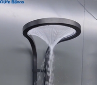 Olife Banos Zwart Zilver Multifunctionele Regenval Piano Sleutel Warm En Koude Sprinkler Massage Douchekop Sets Systeempaneel