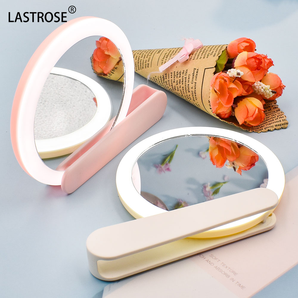 Mini Makeup Mirror LED Handle - Rechargeable & Foldable