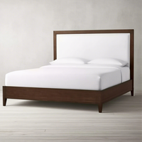 Ensemble de lit en bois de chêne massif de taille double naturel Caractéristique de massage intérieur élégante avec lit Queen Soft Sculptée à la main Solution de rangement pour la maison