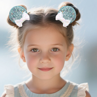 Accessoires de cheveux de voyage pour filles de style européen et américain, brillants, 2,8 pouces, petites oreilles de souris, paillettes, nœud, épingle à cheveux pour bébé