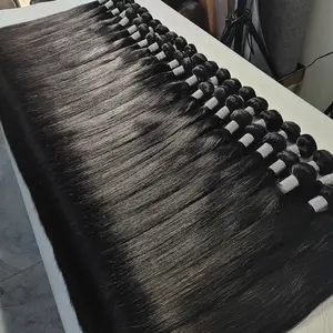 Fornecedores de cabelo virgem indiano cru 100%, pacotes baratos de cabelo virgem alinhado com cutícula brasileira 10A, extensão de cabelo humano virgem reto