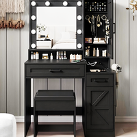 Table de maquillage murale avec miroir et éclairage, avec tiroir et chaise, pour appartement en location, vente en gros d'usine