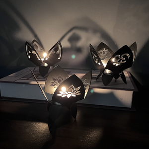 Halloween Indian Diwali Festivals Candlestick Iron Craft <strong>Lotus</strong> Buddha Statue Black Home Decor Ornaments <strong>Candle</strong> <strong>Holder</strong> - Product Image 3
