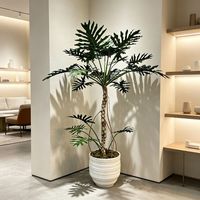Plantes artificielles Philodendron de conception personnalisée élégante et de qualité supérieure, pour la décoration commerciale ou domestique, arbre Philodendron artificiel dans un pot en ciment