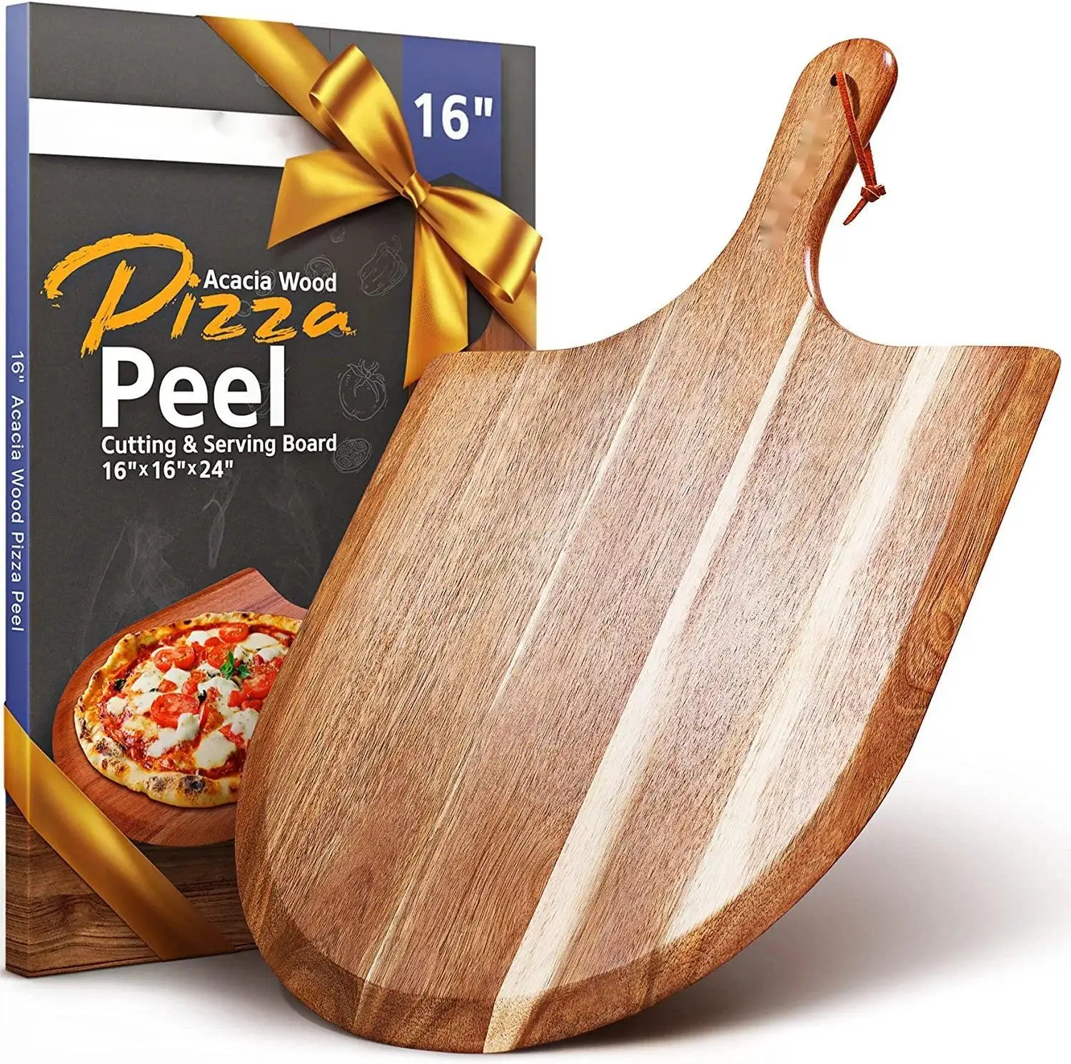 Acacia Wood Pizza Serving Board Extra Large Pizza Paddle Spatula Wooden Pizza Peel for Oven