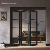 Puerta Plegable de Aluminio con Rotura de Puente Térmico, Vidrio Low-E, Antirrobo, para Cocina, Patio, Hotel y Villa
