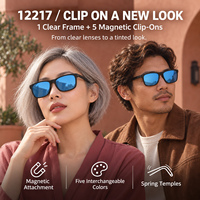 Lunettes de soleil magnétiques 5-en-1 pour hommes et femmes, polarisées, vision nocturne, pour la conduite, verres ronds et carrés colorés, avec étui