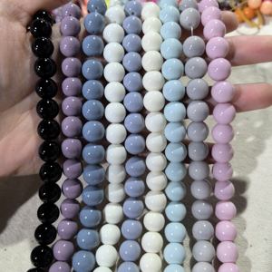 Perline in Vetro Rotonde da 10mm Senza Tracce, Colore Solido Rosa Caldo, Blu e Verde, per Creazione di Gioielli e Braccialetti - Product Image 6