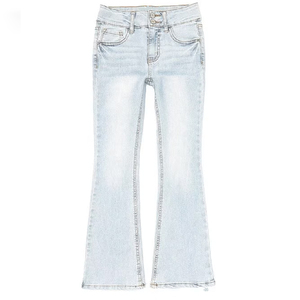 Jeans de mezclilla para mujer, corte ajustado, estilo acampanado, teñido en fábrica, ecológicos, personalizados, de cintura alta, diseño moderno, elásticos, de largo completo, informales - Product Image 4